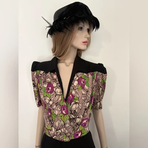 Romantic Classic 1940s Vintage Sexy VOLUP Large Cocktail Dress - Picture 5 of 13